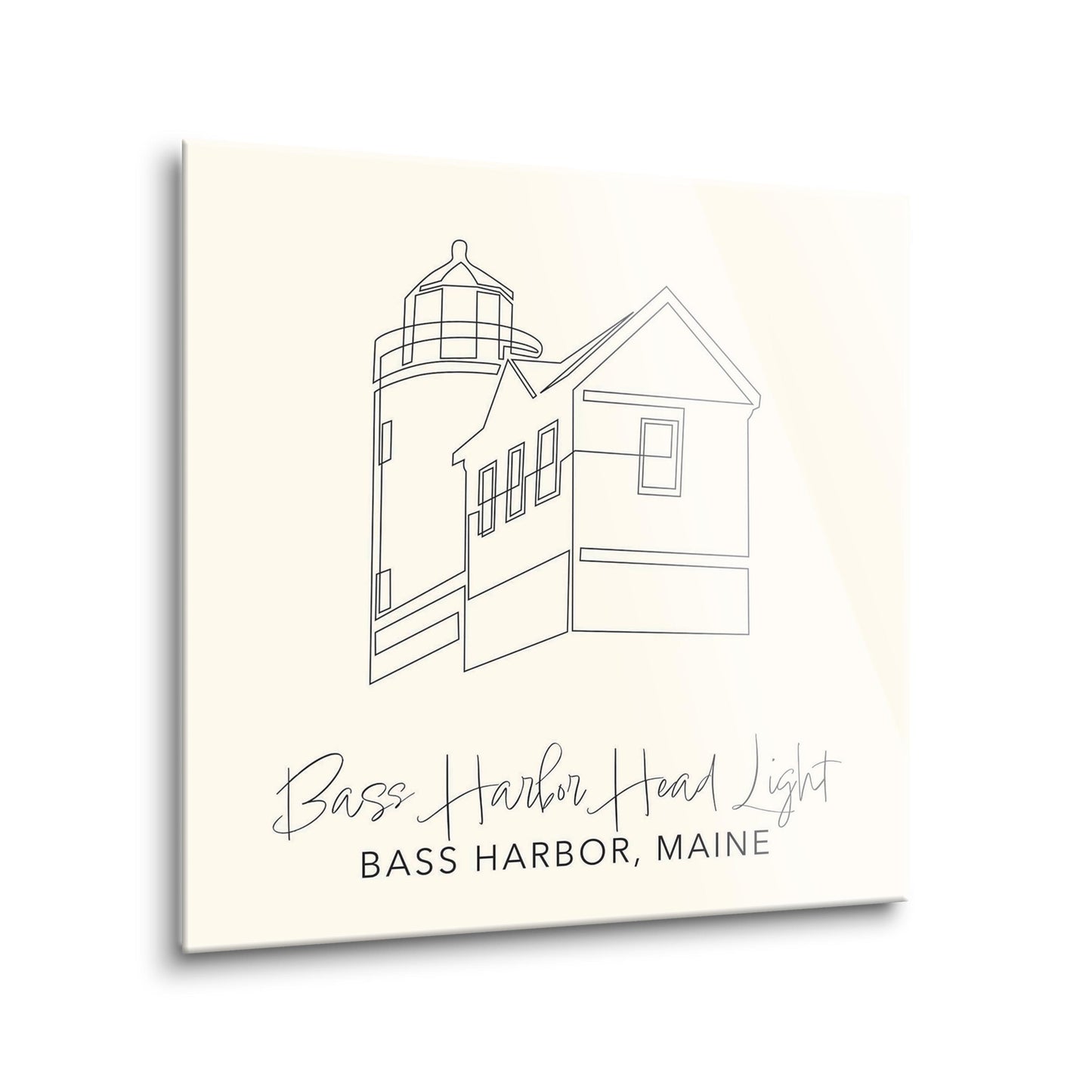 Cream Bass Harbor Head Light | Hi-Def Glass Art | Eaches | Min 2