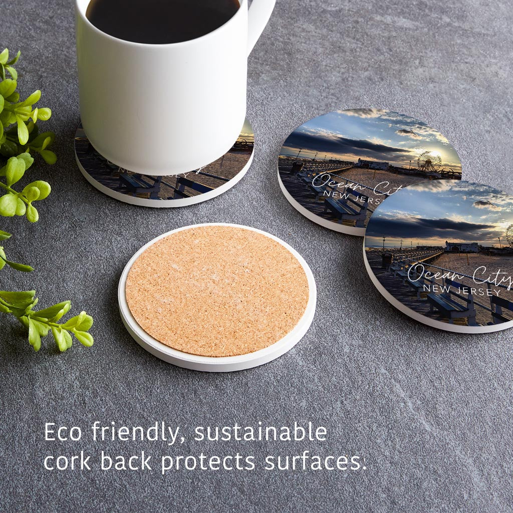 OCNJ Photo With Text | Absorbent Coasters | Set of 4 | Min 2