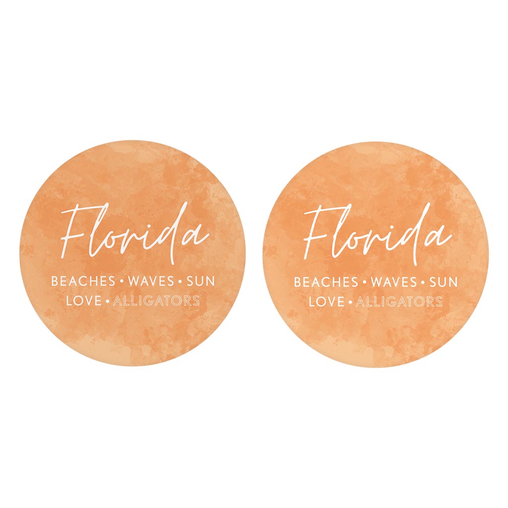 Florida Meaning Orange| Absorbent Car Coasters | Set of 2 | Min 4