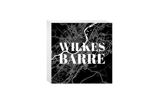 Minimalistic B&W Pennsylvania Wilkes Barre Map | Wood Block | Eaches | Min 4