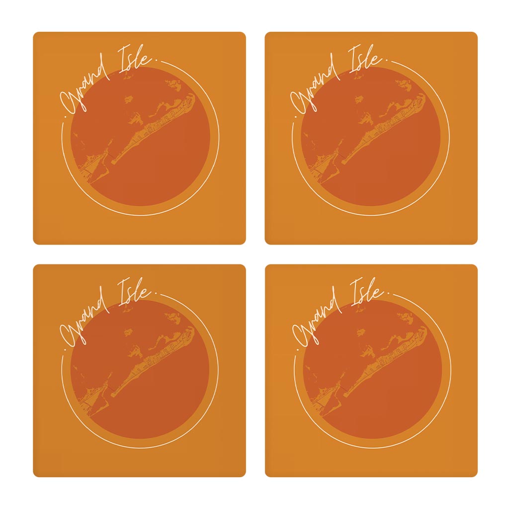 Louisiana Colorful Grand Isle Circle Map | Absorbent Coasters | Set of 4 | Min 2