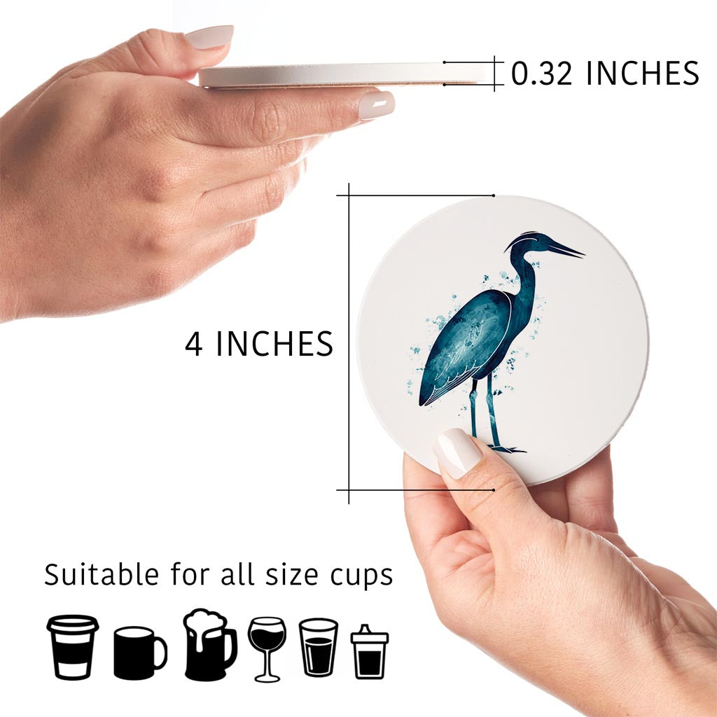 New England Water Color Heron | Absorbent Coasters | Set of 4 | Min 2