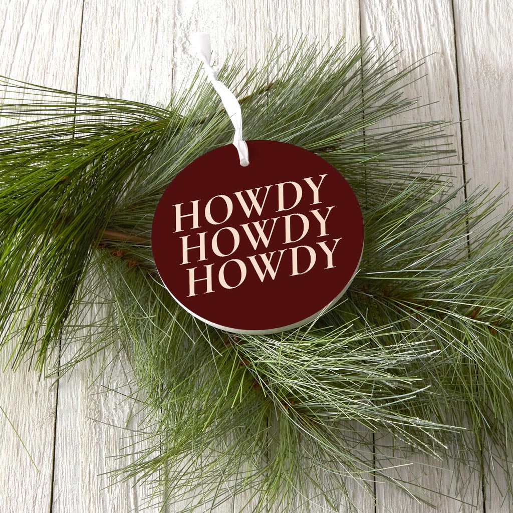Modern Minimalist Texas Maroon Howdy | Wood Ornament | Eaches | Min 6