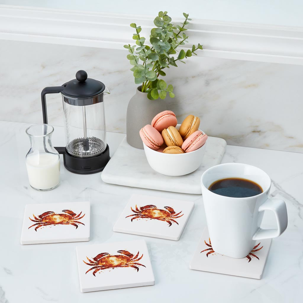 East Coast Water Color Crab | Absorbent Coasters | Set of 4 | Min 2