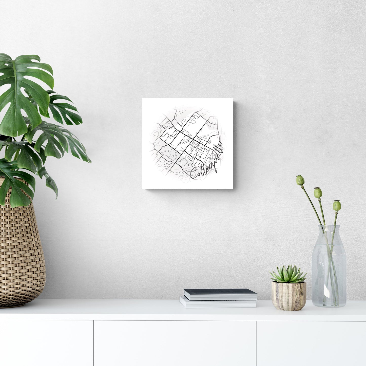 Minimalistic B&W Pennsylvania Collegeville Circle Map | Wood Sign | Eaches | Min 2
