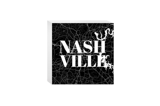 Minimalist B&W Tennessee Nashville Map | Wood Block | Eaches | Min 4