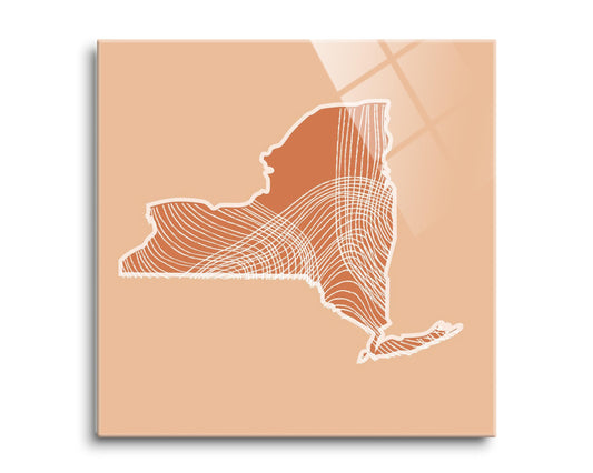 Modern Minimalist New York State Fluid Lines Light | Hi-Def Glass Art | Eaches | Min 2