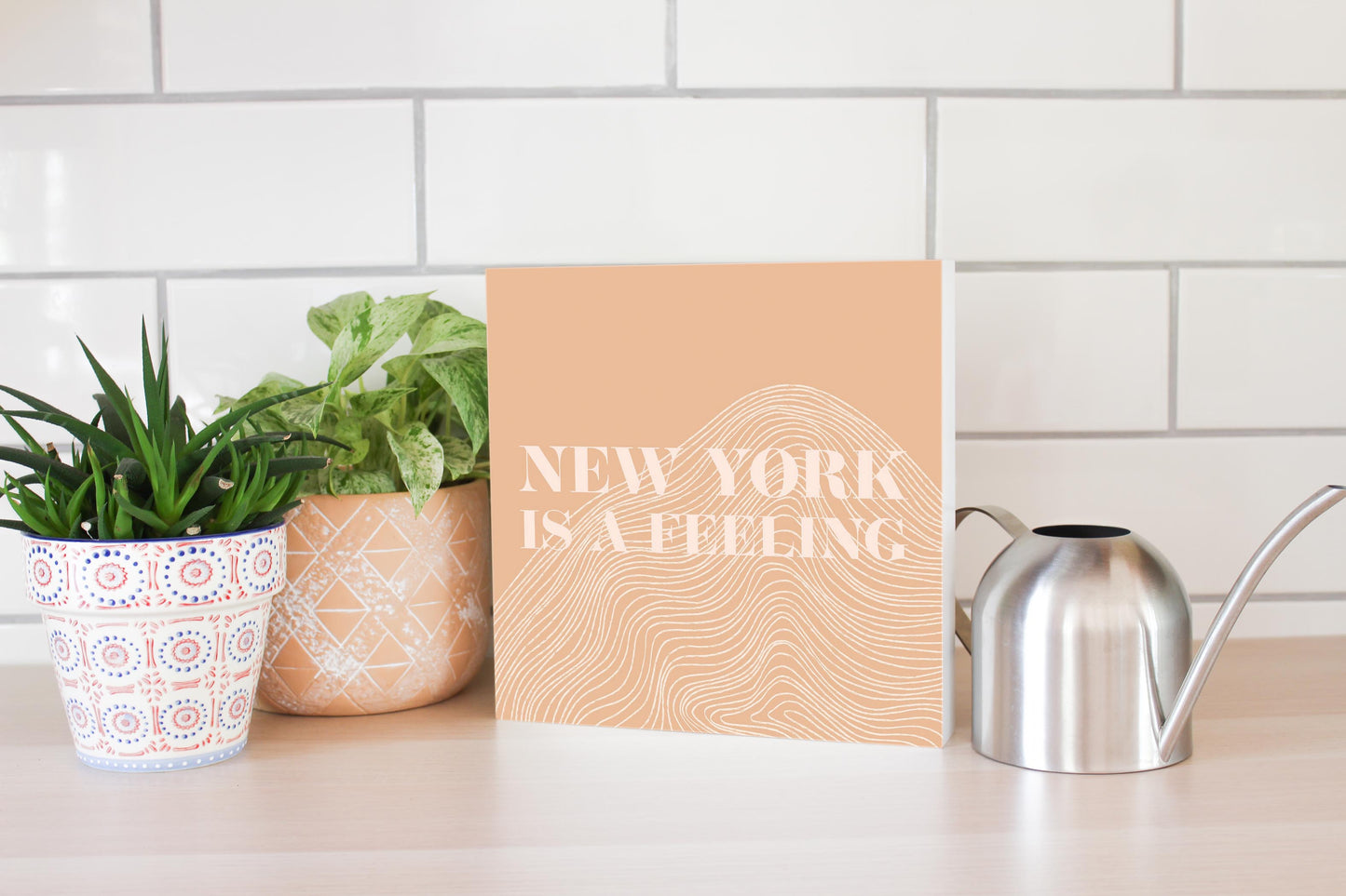 Modern Minimalist New York Is A Feeling | Wood Block | Eaches | Min 2
