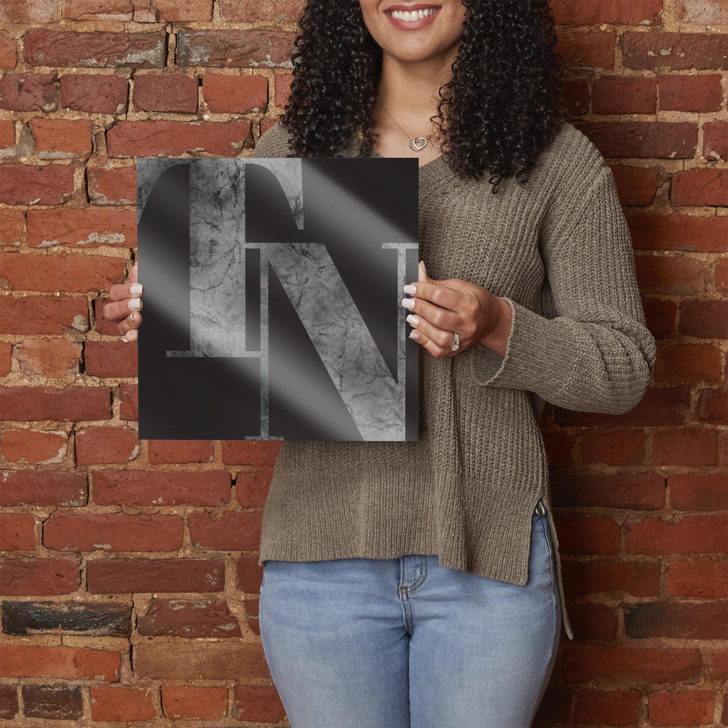 Minimalist B&W Tennessee Black Initials | Hi-Def Glass Art | Eaches | Min 1