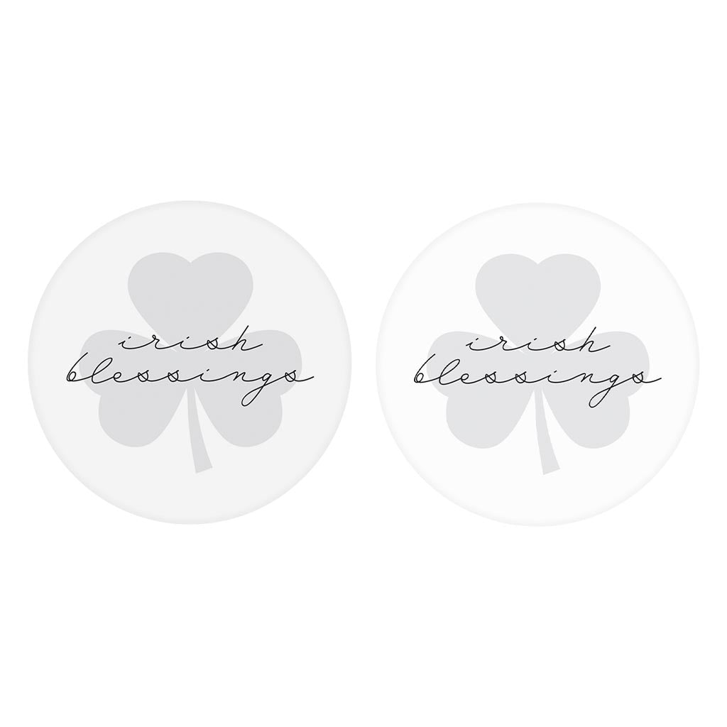Minimalistic B&W Shamrock Irish Blessings| Absorbent Car Coasters | Set of 2 | Min 4