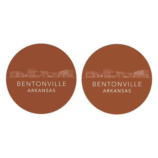 Modern Minimalist Arkansas Bentonville Skyline State | Absorbent Car Coasters | Set of 2 | Min 4