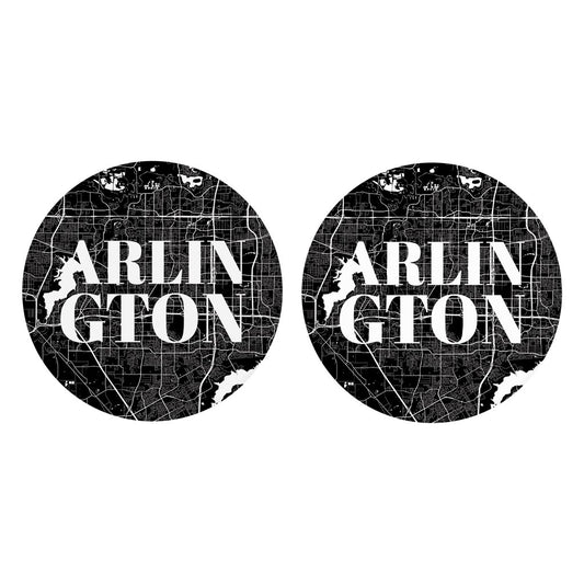 Minimalistic B&W Texas Arlington Map | Absorbent Car Coasters | Set of 2 | Min 4