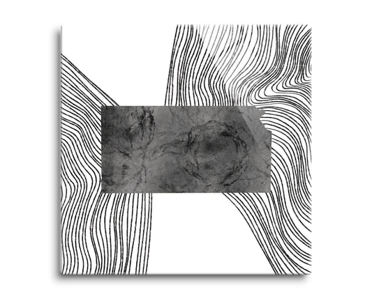 Minimalist B&W Kansas State With Fluid Lines | Hi-Def Glass Art | Eaches | Min 2