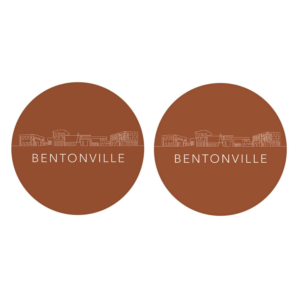 Modern Minimalist Arkansas Bentonville Skyline | Absorbent Car Coasters | Set of 2 | Min 4