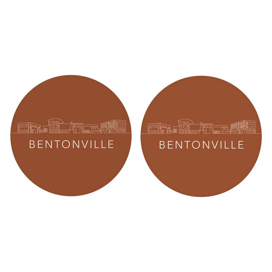Modern Minimalist Arkansas Bentonville Skyline | Absorbent Car Coasters | Set of 2 | Min 4