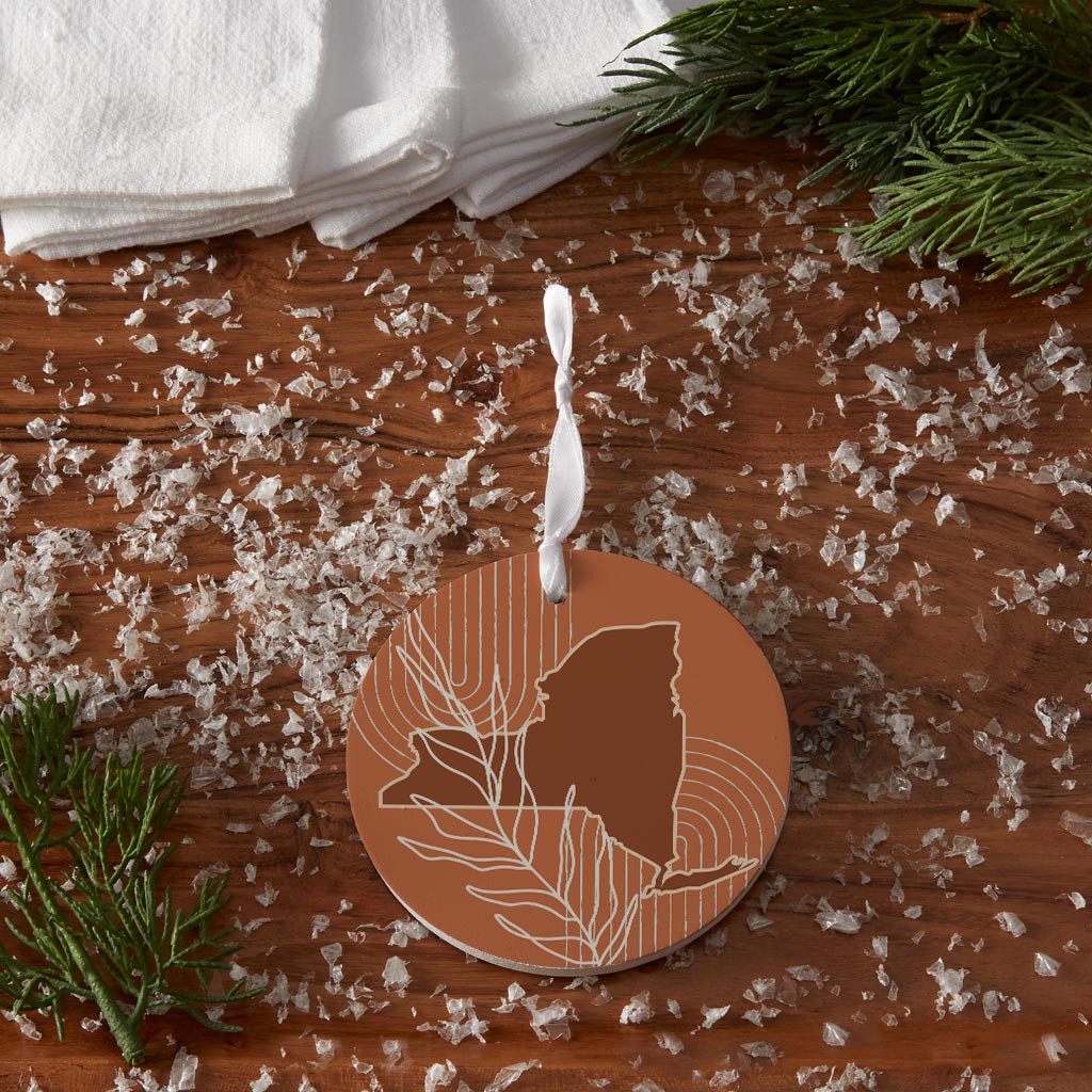 Modern Minimalist New York Shape And Leaf | Wood Ornament | Eaches | Min 6