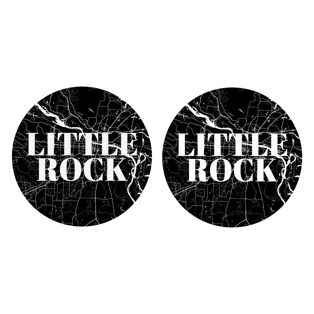 B&W Minimalist Arkansas Little Rock Map | Absorbent Car Coasters | Set of 2 | Min 4