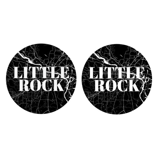 B&W Minimalist Arkansas Little Rock Map | Absorbent Car Coasters | Set of 2 | Min 4