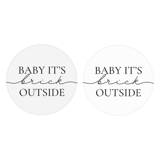 Minimalistic B&W New York Quip Brick Outside | Absorbent Car Coasters | Set of 2 | Min 4