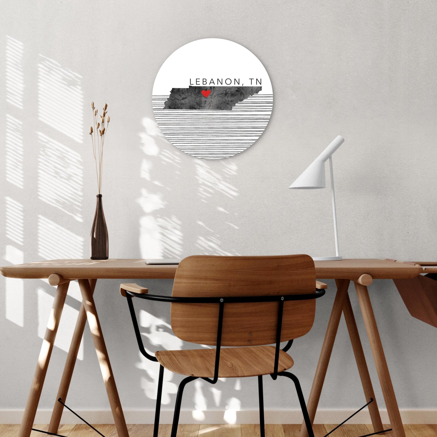Minimalist B&W Tennessee State Lebanon Heart | Wood Sign | Eaches | Min 1