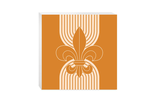 Modern Minimalist Louisiana Orange Fleu De Lis | Wood Block | Eaches | Min 2