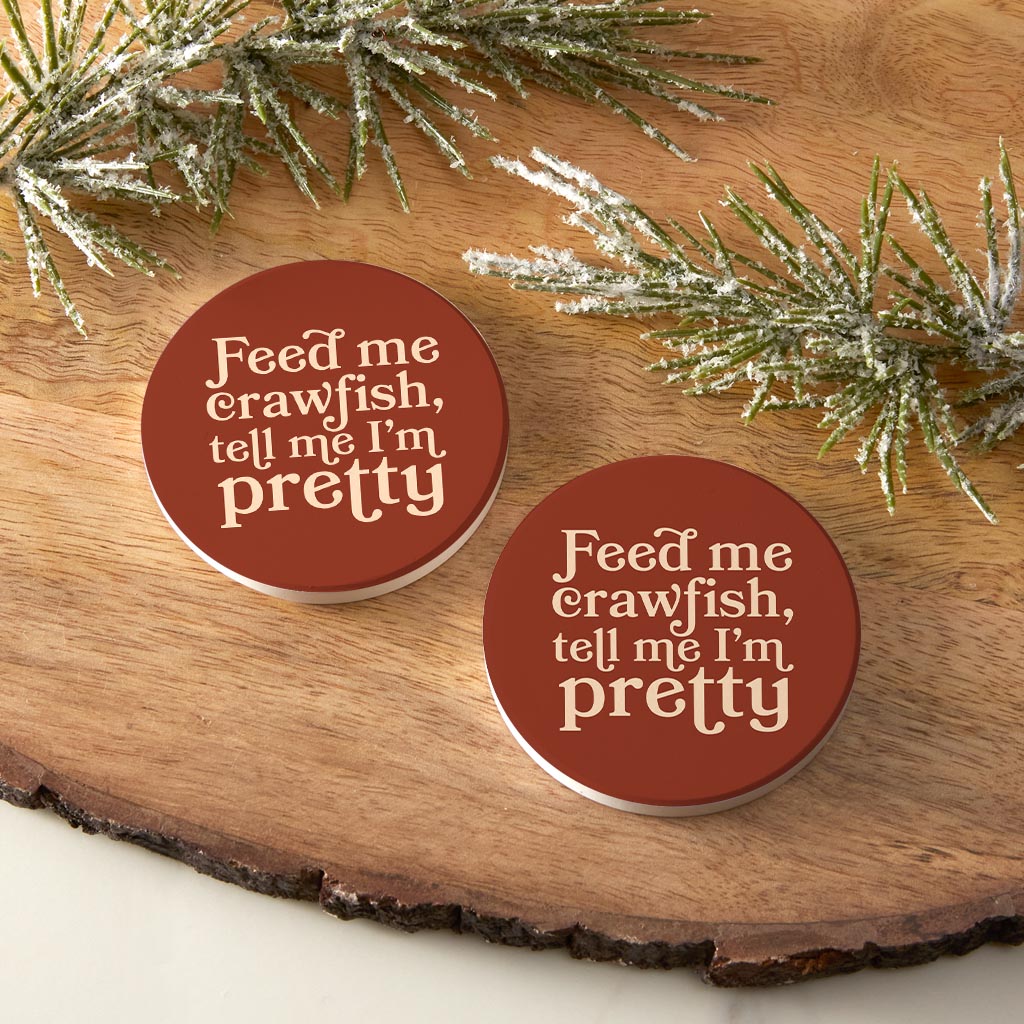 Modern Minimalist Louisiana Feed Me Crawfish | Absorbent Car Coasters | Set of 2 | Min 4