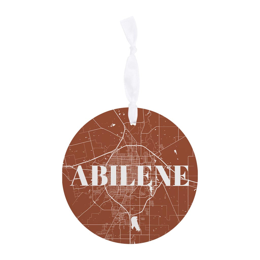 Modern Minimalist Texas Abilene Map | Wood Ornament | Eaches | Min 6