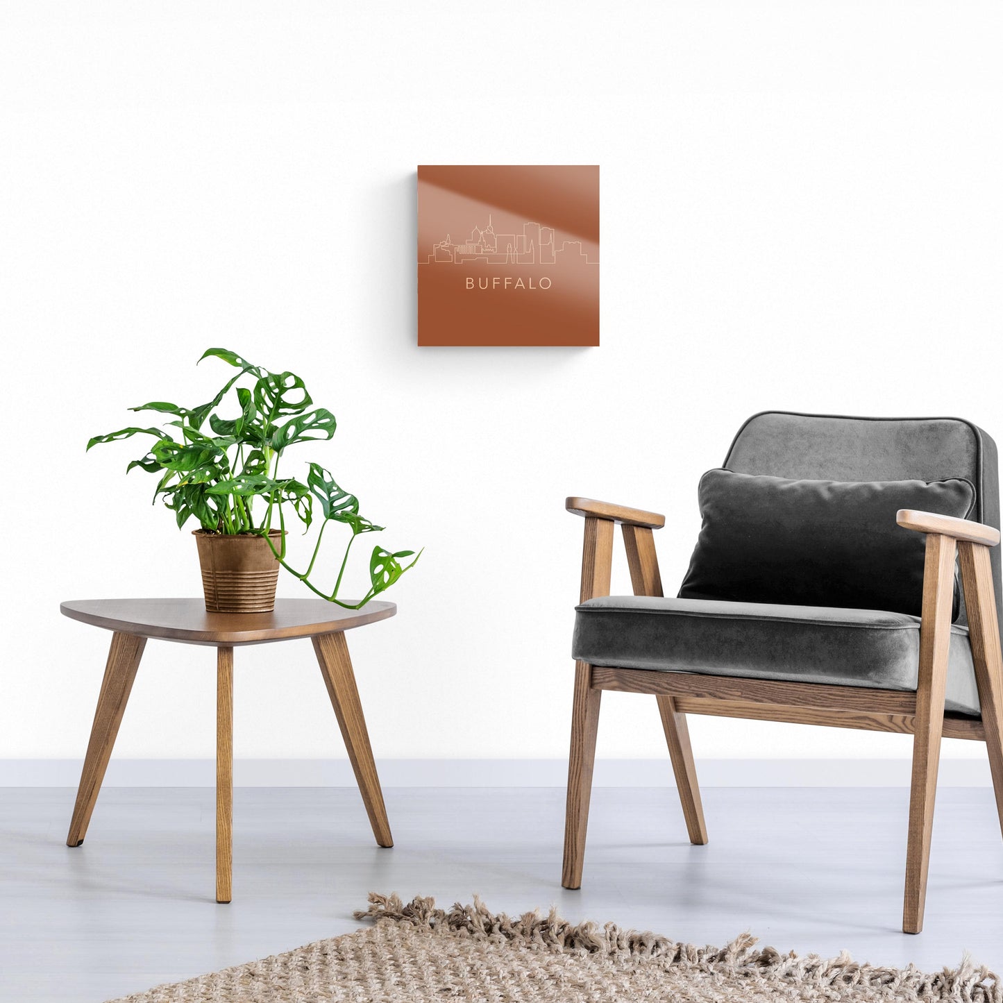 Modern Minimalist New York Buffalo Skyline | Hi-Def Glass Art | Eaches | Min 1