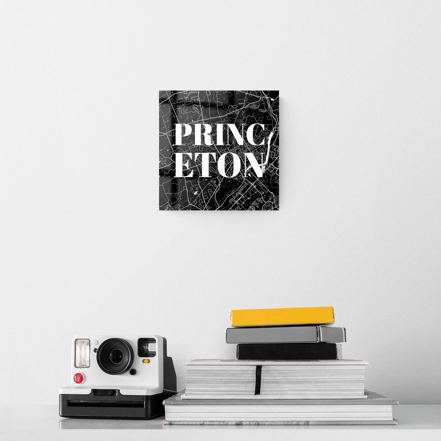 Minimalistic B&W New Jersey Princeton Map | Hi-Def Glass Art | Eaches | Min 2