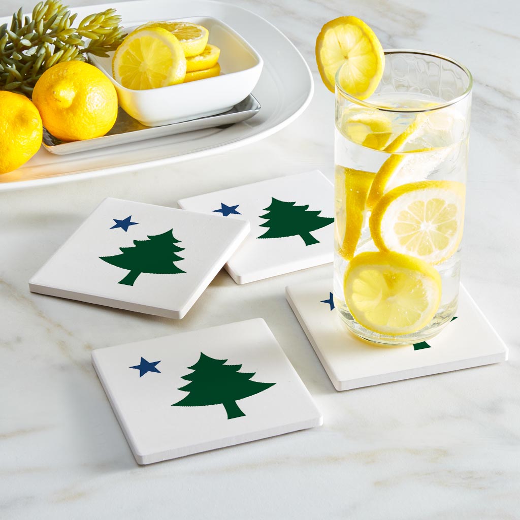 New England Star And Tree | Absorbent Coasters | Set of 4 | Min 2