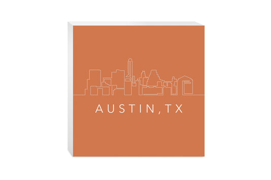 Modern Minimalist Texas Austin Skyline | Wood Block | Eaches | Min 2