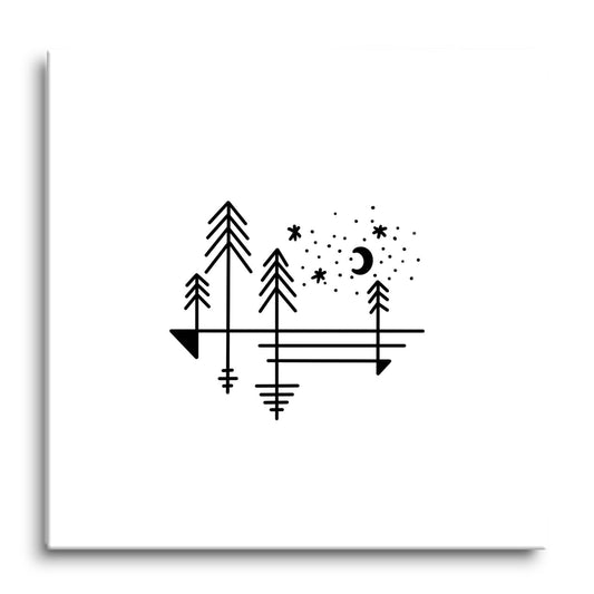 Minimalistic Tree Line Drawing On White | Hi-Def Glass Art | Eaches | Min 1