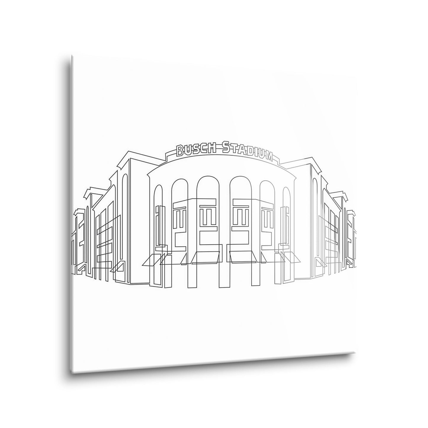 Minimalist B&W Missouri Busch Stadium Line Drawing | Hi-Def Glass Art | Eaches | Min 2