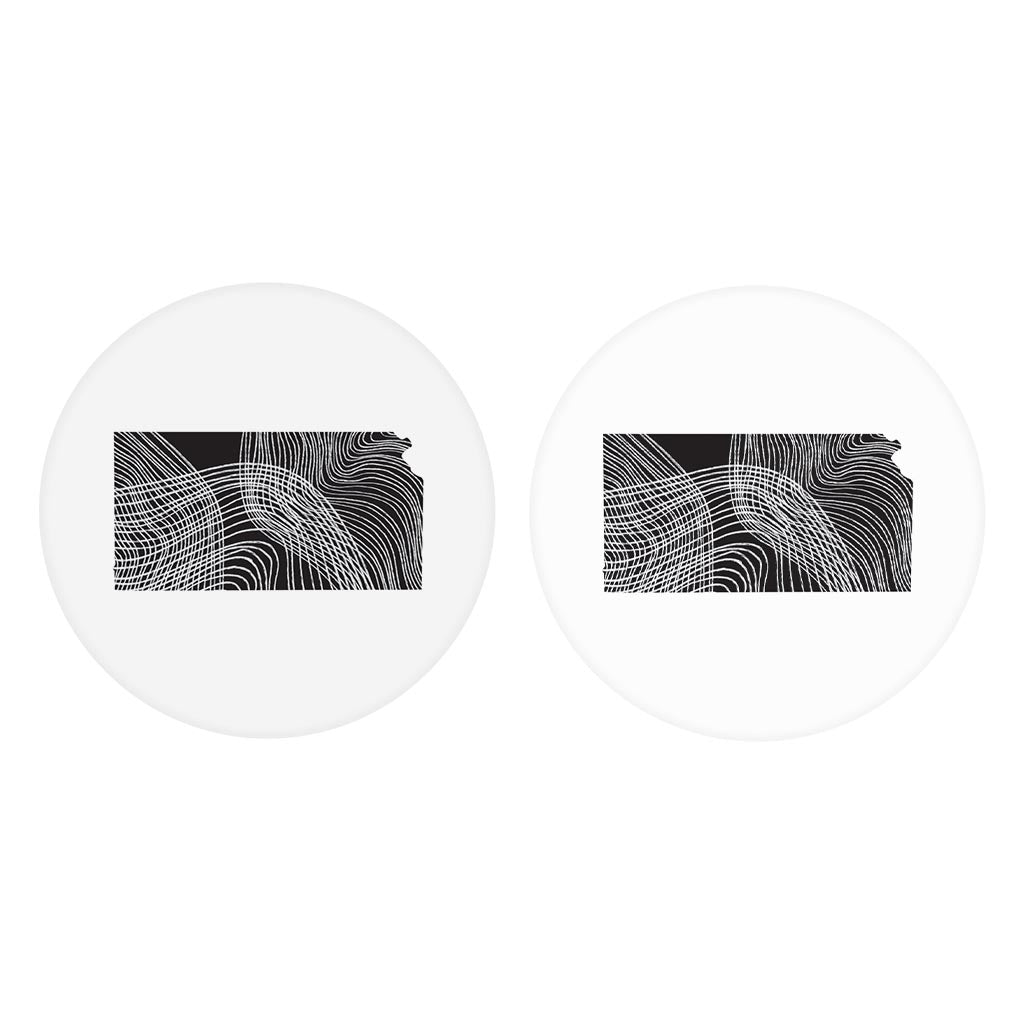 Minimalist B&W Kansas State Shape | Absorbent Car Coasters | Set of 2 | Min 4