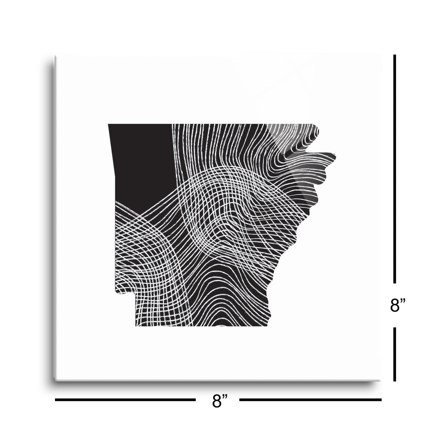 B&W Minimalist Arkansas Fluid Lines | Hi-Def Glass Art | Eaches | Min 2