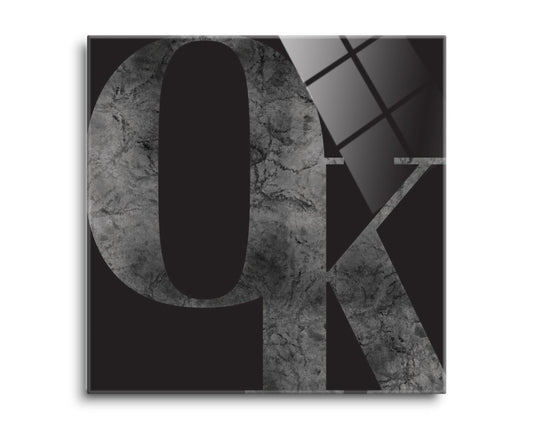 Modern Black Oklahoma Initials | Hi-Def Glass Art | Eaches | Min 2