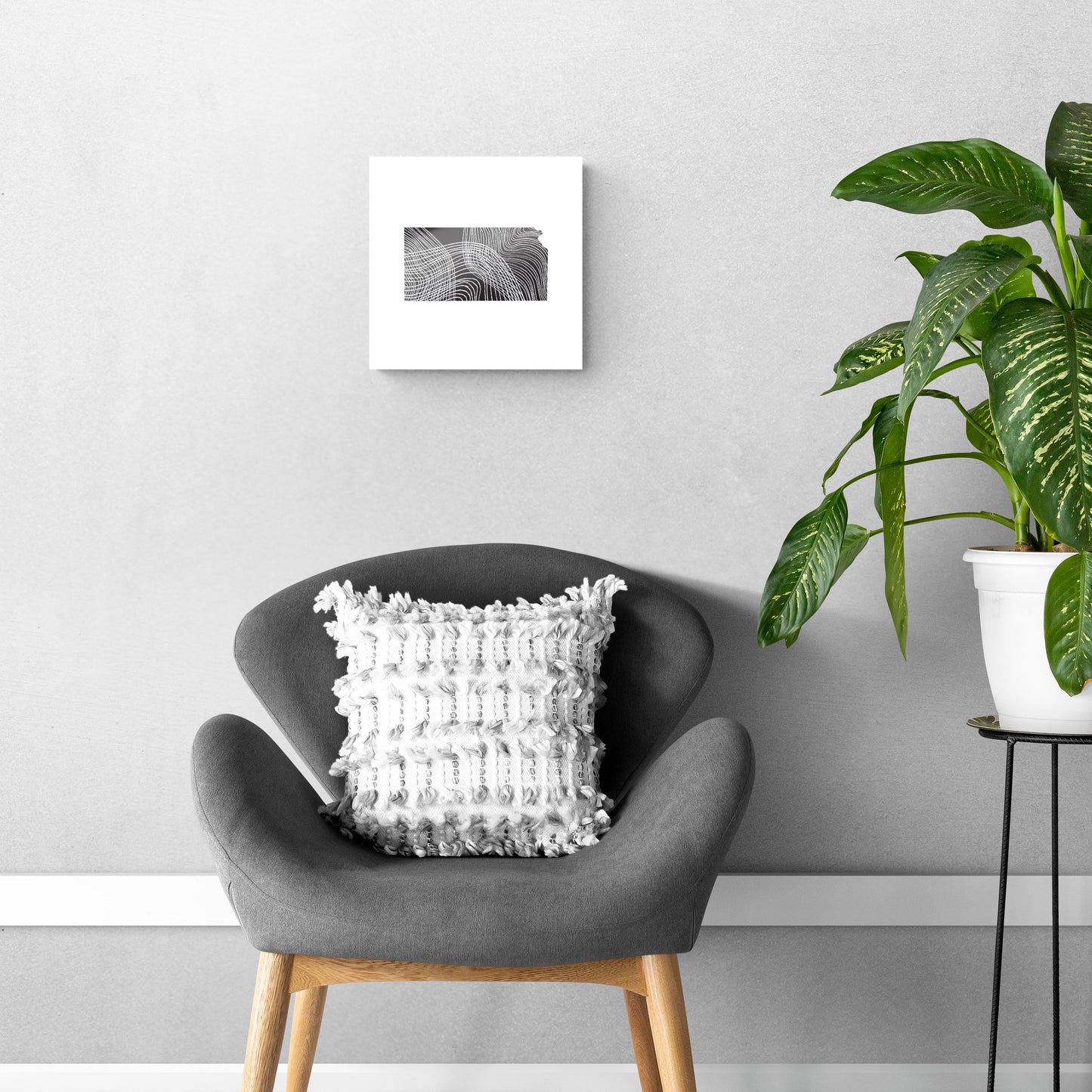 Minimalist B&W Kansas State Shape | Hi-Def Glass Art | Eaches | Min 1