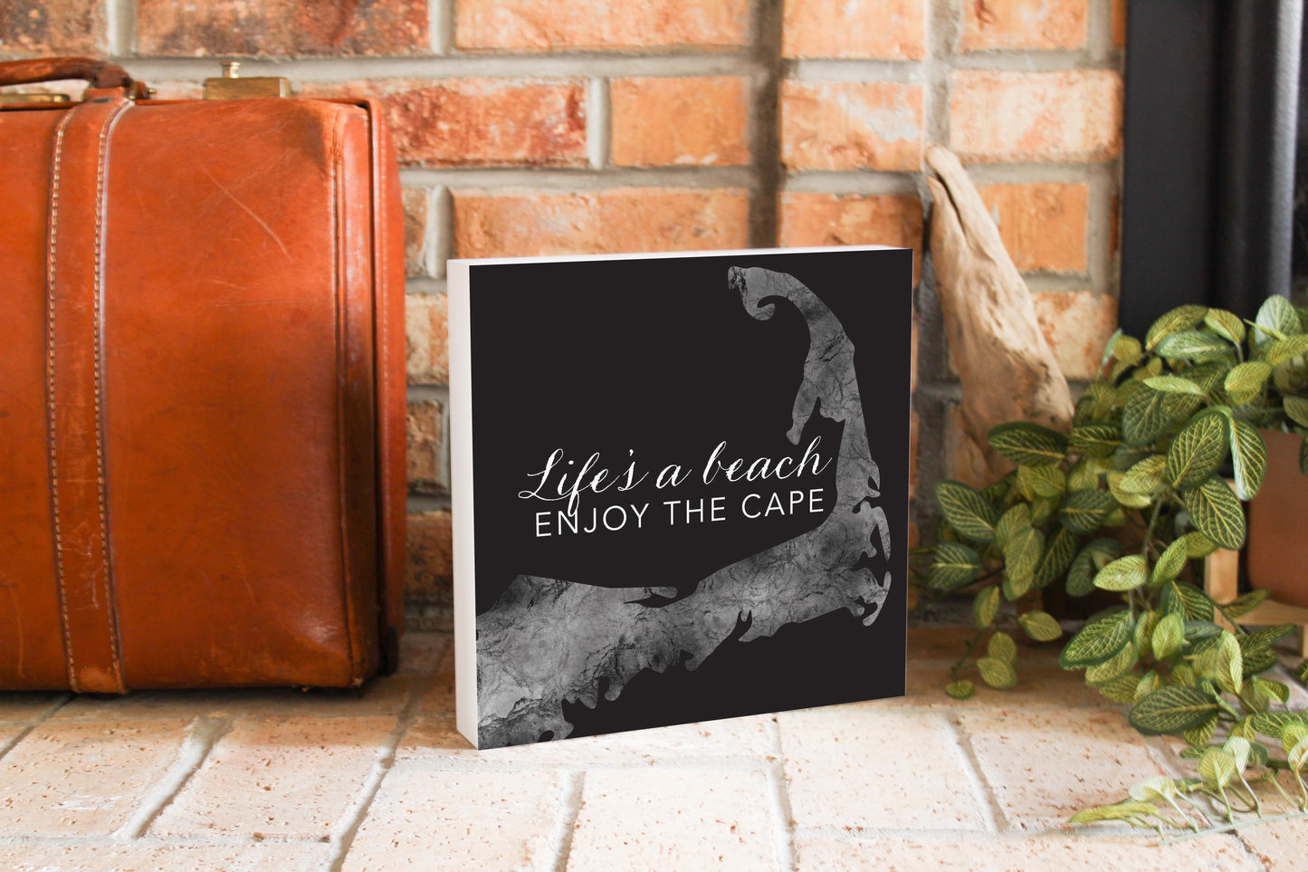 Minimalistic B&W Cape Cod Lifes A Beach | Wood Block | Eaches | Min 2