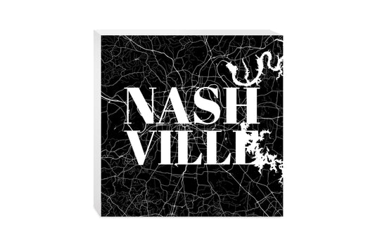 Minimalist B&W Tennessee Nashville Map | Wood Block | Eaches | Min 2