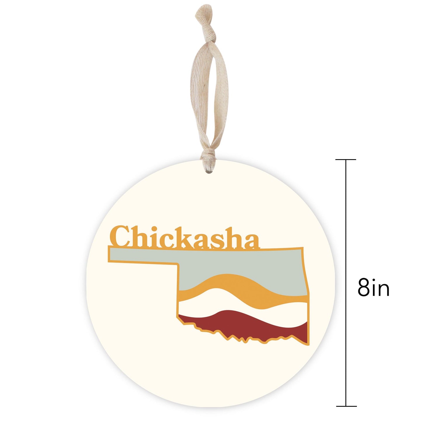 Modern Minimalist Oklahoma State Chickasha | Wood Ornament | Eaches | Min 1