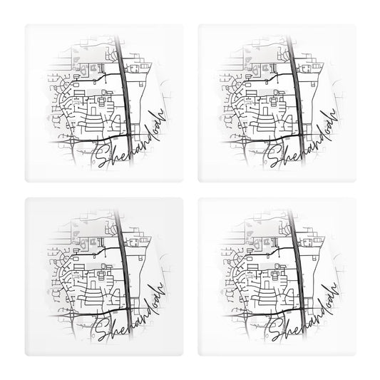 Minimalistic B&W Texas Shenandoah Circle Map | Absorbent Coasters | Set of 4 | Min 2