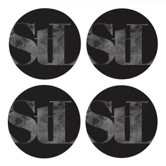 Minimalist B&W Missouri St Louis Black Initials | Absorbent Coasters | Set of 4 | Min 2