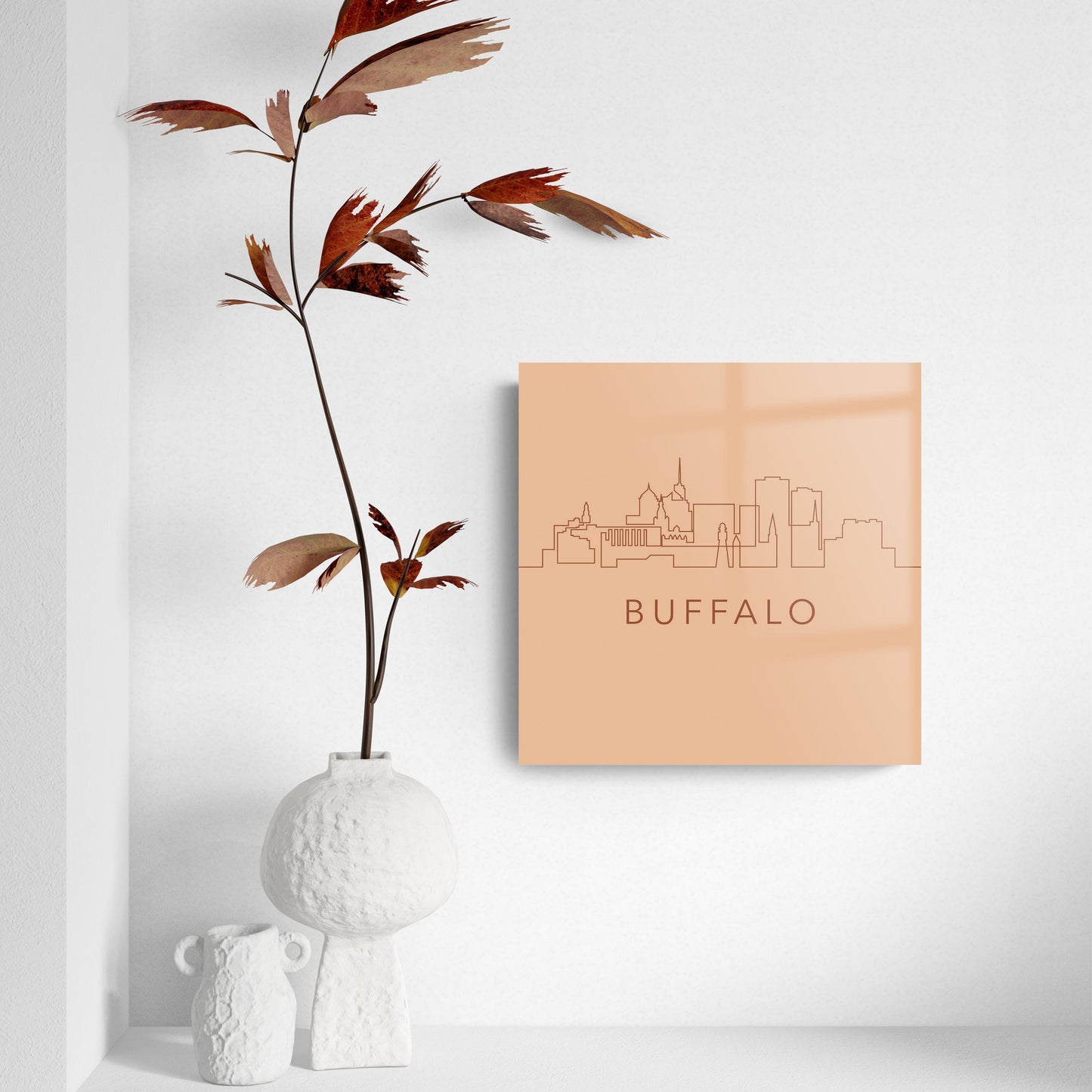 Modern Minimalistic New York Buffalo Skyline | Hi-Def Glass Art | Eaches | Min 2