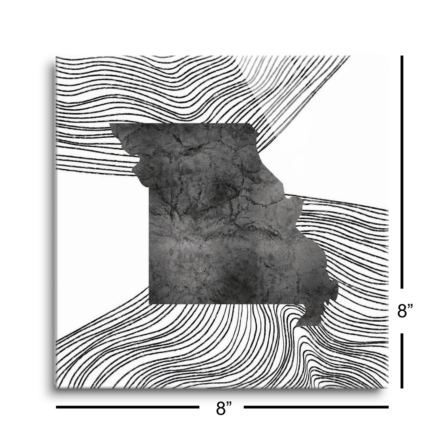 Minimalist B&W Missouri State With Fluid Lines | Hi-Def Glass Art | Eaches | Min 2