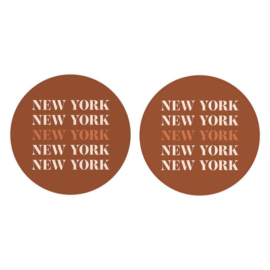 Modern Minimalist New York Repeated Dark| Absorbent Car Coasters | Set of 2 | Min 4