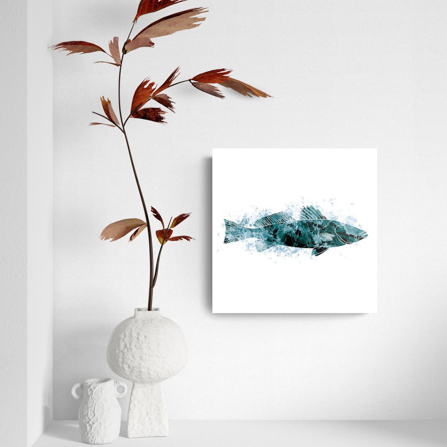 Blue White Water Color Speckled Trout | Hi-Def Glass Art | Eaches | Min 2