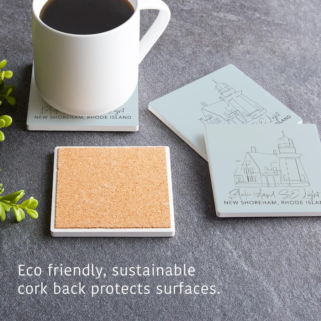 Block Island Se Light Muted Coastal | Absorbent Coasters | Set of 4 | Min 2