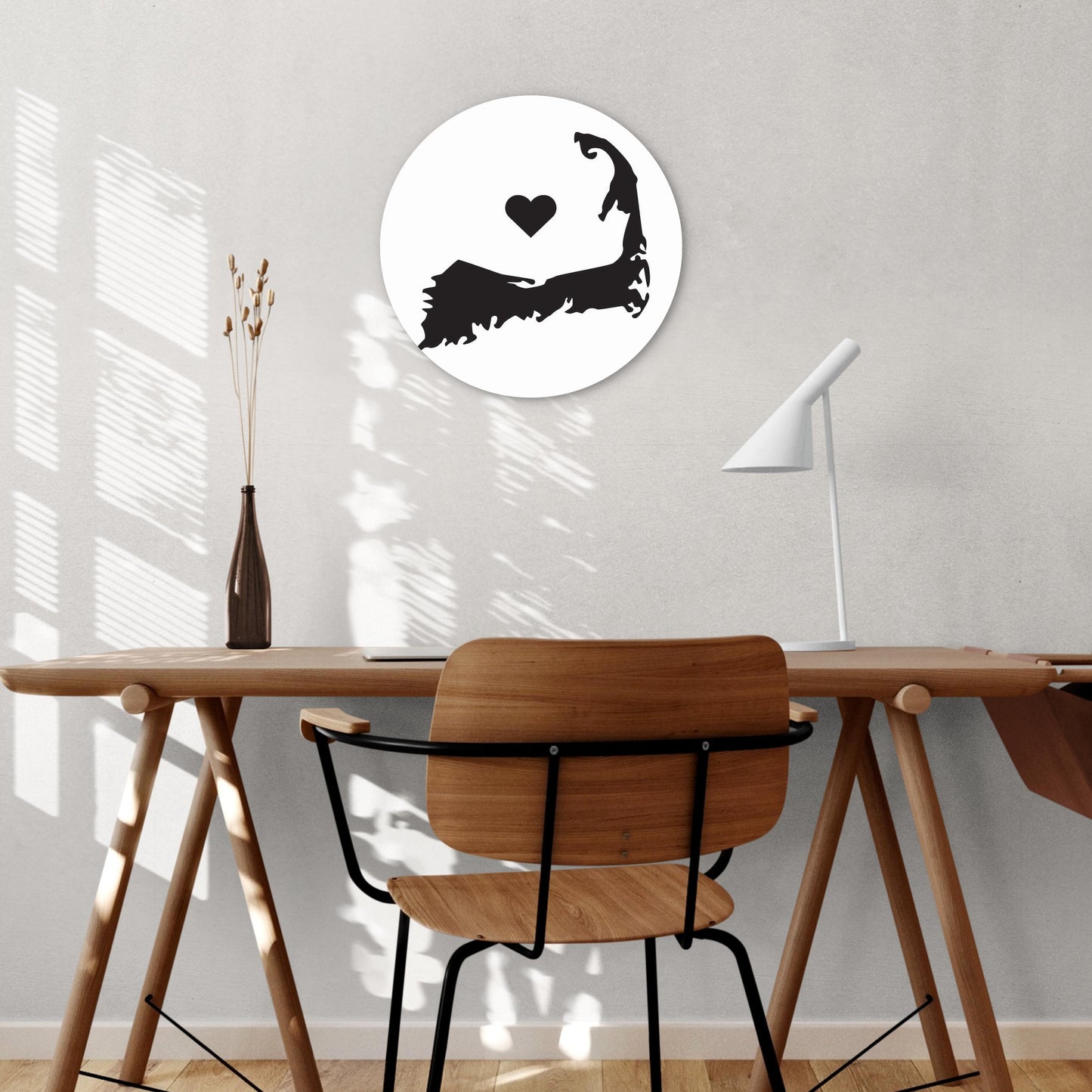 Minimalistic B&W Cape Cod With Heart | Wood Sign | Eaches | Min 1
