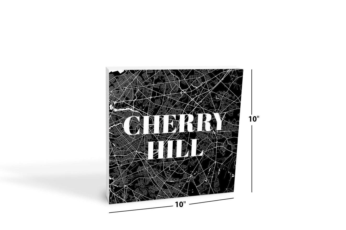 Minimalistic B&W New Jersey Cherry Hill Map | Wood Block | Eaches | Min 2
