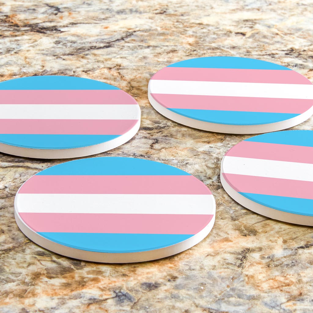 Transgender Pride Flag Colors | Absorbent Coasters | Set of 4 | Min 2